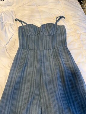 Striped Blue Bustier Jumpsuit